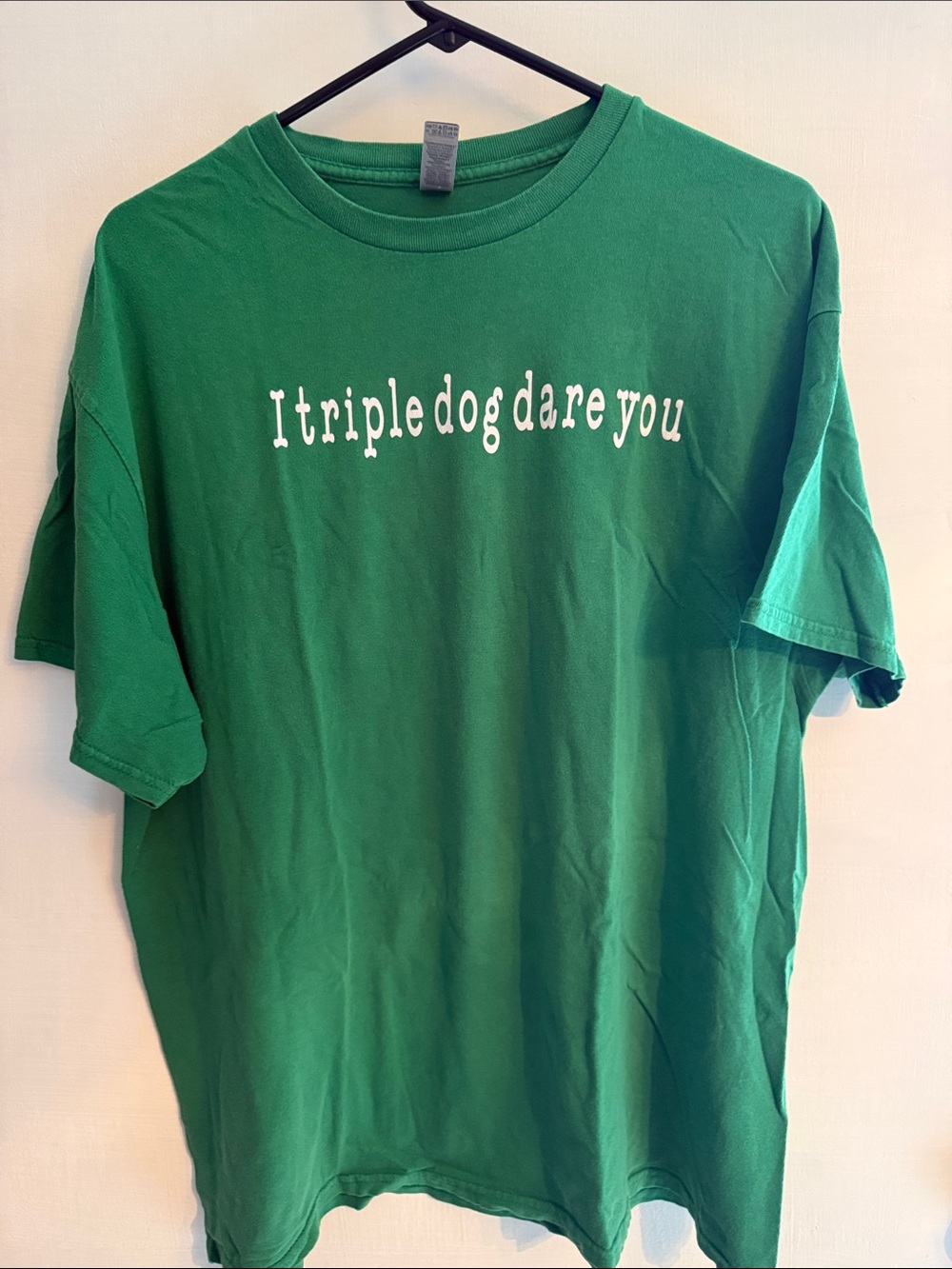 Green Graphic Tee "I triple dog dare you"